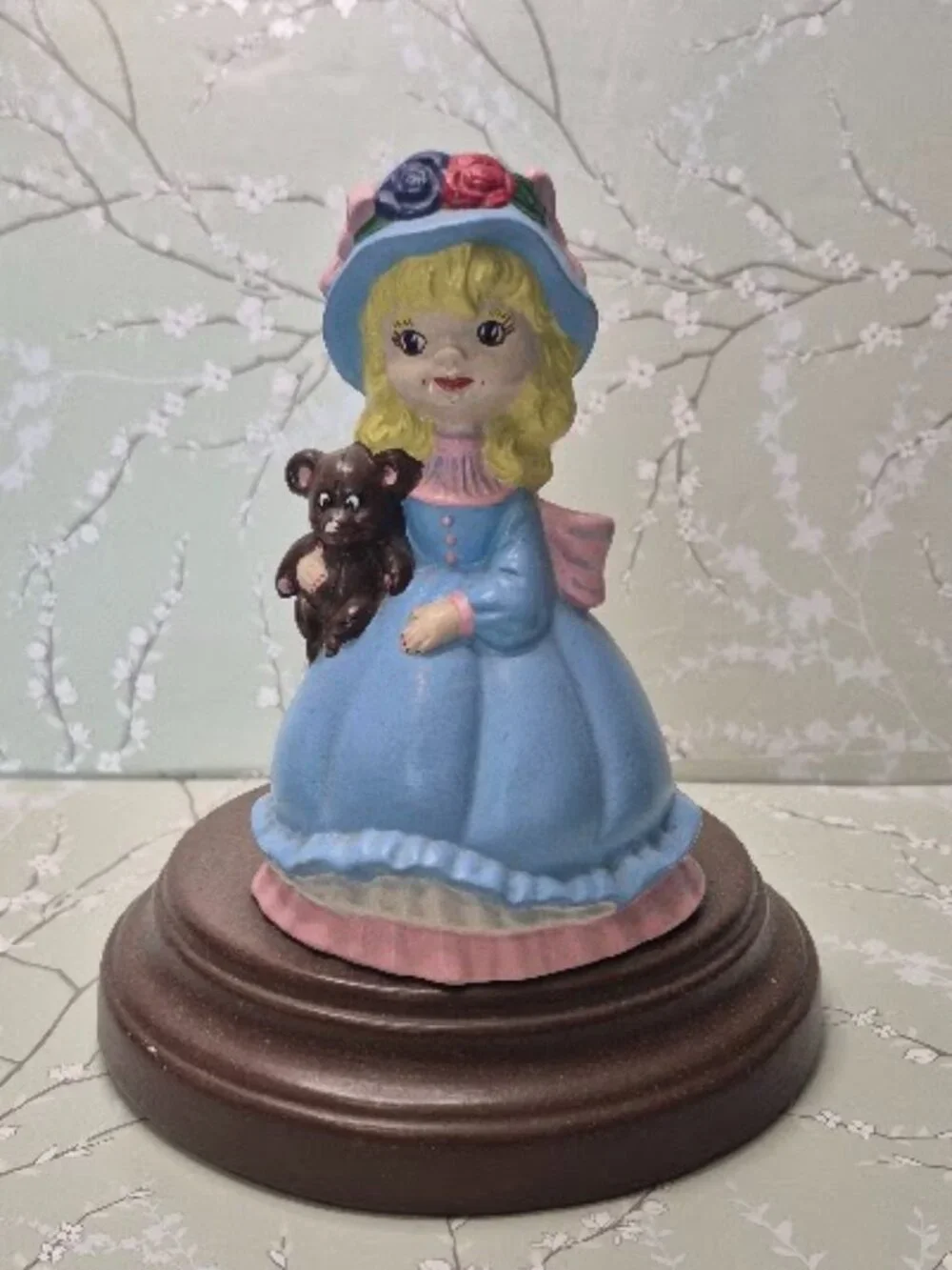 Vintage Girl With Teddy Bear Figurine